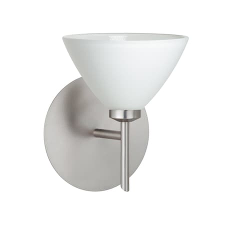 Besa Lighting Domi Mini Sconce, White, Satin Nickel Finish, 1x5W LED 1SW-174307-LED-SN